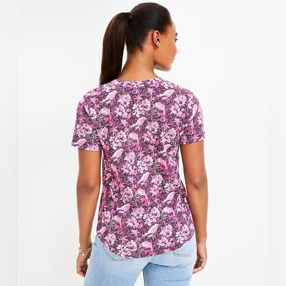 The Loft Rainforest Everyday V-Neck Tee Size S in Italian Plum NWT and in packa - Picture 2 of 6